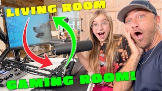 We TRANSFORM Our LIVING ROOM Into The ULTIMATE GAMING SETUP Sopo Squad Gaming Room Makeover [upl. by Onfroi765]