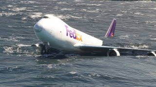 Struggling against the waves of a FedEx B747 plane as it lands at Gregorio Luperon Intl airport [upl. by Otiragram]