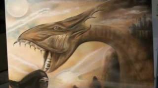 Dragon airbrush painting anleitung illustration peinture [upl. by Vadnee]