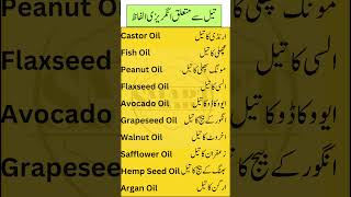 Top Common Oils Vocabulary  English amp Urdu Translations  Learn Oil Names  Part 2 [upl. by Thirion]