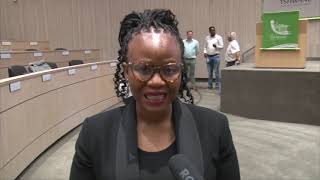 Executive Mayor Cllr Nasiphi Moya at Executive Mayors media engagement on 100day action plan [upl. by Anaik]