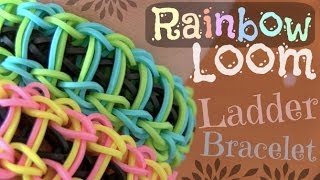 RAINBOW LOOM  Ladder Bracelet  How To  SoCraftastic [upl. by Marylinda]