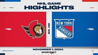 NHL Highlights  Senators vs Rangers  November 1 2024 [upl. by Bigner]