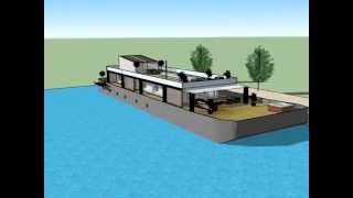 Transformation of an Old Barge into a quotModern Luxury Houseboatquot Amsterdam  Grand Design [upl. by Ahsirak]