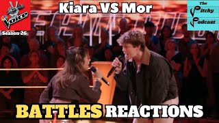 Season 26 NBCs The Voice Battles REACTION Mor vs Kiara [upl. by Aneram24]