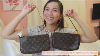 LOUIS VUITTON POCHETTE ACCESSORIES NEW vs VINTAGE COMPARISON WHAT FITS INSIDE  ANIKA SIGLOS [upl. by Wyatan617]