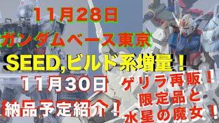 【ガンプラ再販】27日納品予定並ぶが30MMは延期？PGも並びSEED系ビルドシリーズ増量！ SIDEF限定サザビーのみ！ゲリラ再販2種！11月28日ガンダムベース東京！11月30日納品予定紹介！ [upl. by Sosthena]