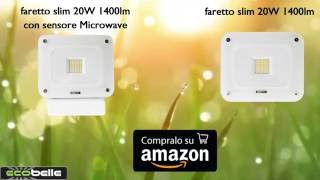 ECOBELLE® Faro LED da Esterno 20W Super Slim anche con Sensore Microwave IP65 1400lm 4000k [upl. by Haleemak701]