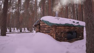 Dugout building AutumnWinter warm shelter in the woods start to finish [upl. by Bergquist]