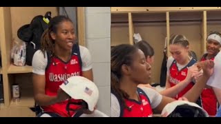 Ariel Atkins receives Leadership Hard Hat Award after the Washington Mystics win over The Fever [upl. by Micheline239]