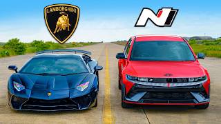 Lambo Aventador SV v Hyundai IONIQ 5 N DRAG RACE [upl. by Harding]