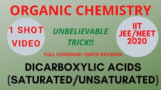 Dicarboxylic acids Saturated and Unsaturated acids IIT JEENEET 2020 [upl. by Ahsinrev]