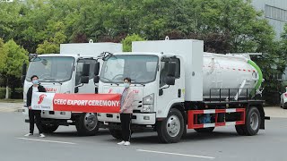 ISUZU ELF 700P vacuum tank truck testing [upl. by Gnos]