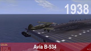 Avia B534 takeoff and landing on an aircraft carrier [upl. by Oirevas]