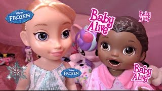 BABY ALIVE has a playdate with ELSA The Lilly and Mommy Show [upl. by Ellennad]