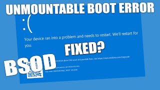 How To Fix Unmountable Boot Volume Blue Screen Error on Windows 11 [upl. by Gennaro]