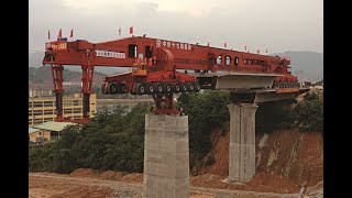 Construction of 350kmh HighSpeed Railway with SL90032 Bridge Girder Erection Machine [upl. by Suedaht]