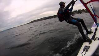 Windsurfing Fanatic Megacat 380 10302013 Lake Washington [upl. by Carmon340]