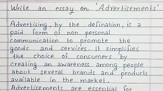 Write an essay on Advertisements  Essay Writing  English [upl. by Nnylireg]