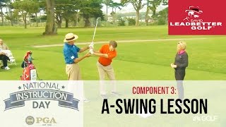 David Leadbetter teaches The A Swing to an amateur National Instruction Day 2016 [upl. by Allegna]