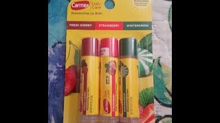 First ImpressionReview Of The New Carmex Lip Balm Trio [upl. by Hike956]