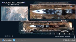 Satellite Imagery of the Black Sea Fleet New Ship in Dry Dock Dispersal of KalibrArmed Ships [upl. by Enailuj681]