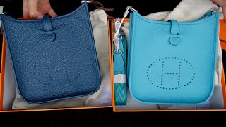 Hermes Evelyne 16 Amazone Bag Bleu Saphir VS Bleu De Nord Unboxing [upl. by Kevina]