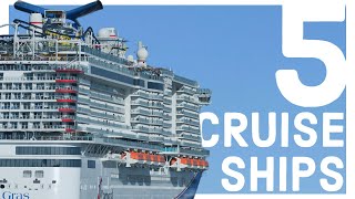 5 Cruise Ships at Port Canaveral [upl. by Zilla]