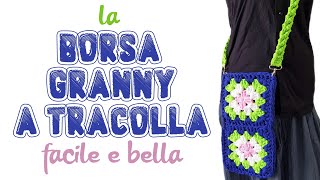 uncinetto facile  mini borsa con le mattonelle granny di fettuccia [upl. by Eikkin]