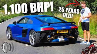 INSANE TWIN TURBO 1100HP AUDI R8 REVIEW CRAZY V10 SOUNDS [upl. by Millwater708]