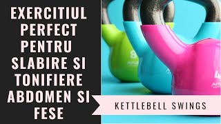 Exercitiul perfect pentru slabire si tonifiere abdomen si fesieri  kettlebell swing [upl. by Guendolen]