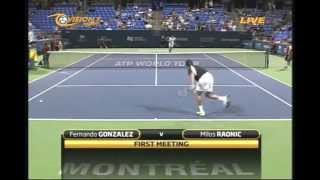 Milos Raonics 1st ATP match vs Fernando Gonzalez [upl. by Stulin]