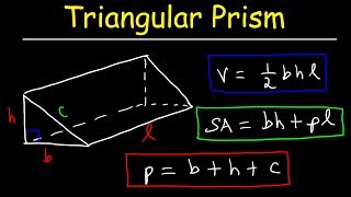 Triangular Prism  Volume Surface Area Base and Lateral Area Formula Basic Geometry [upl. by Eaves]