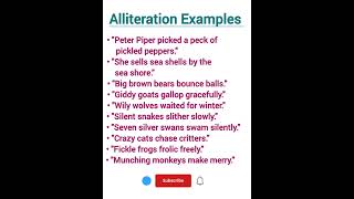 Alliteration Examples l English Grammar l English Speaking l English Practice l unfreezeenglish [upl. by Zzaj831]