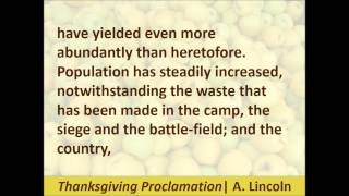 Thanksgiving Proclamation  Abraham Lincoln  1863  Hear the Text [upl. by Yereffej]