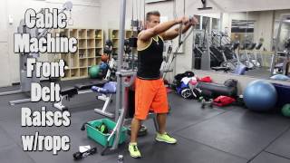 Cable Front Delt Raises using Rope [upl. by Inalaeham]