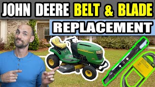 John Deere Lawn Mower Belt and Blade Replacement [upl. by Eadrahc]