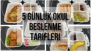 OKUL İÇİN 5 GÜNLÜK PRATİK BESLENME TARİFLERİ💯✅Beslenme çantası hazırlama [upl. by Glennon935]