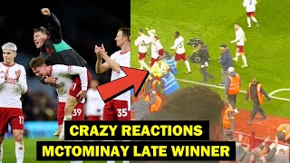 Crazy reactions to McTominay late goal vs Villa  Man United News [upl. by Rhtaeh]