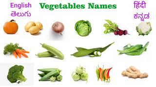 Vegetables Names in English Hindi Kannada Telugu  Different types of Vegetables [upl. by Rolanda]