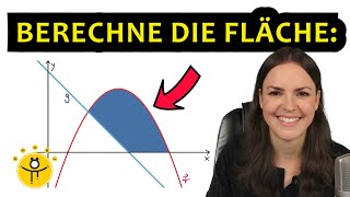 FLÄCHE zwischen zwei Graphen und xAchse – Integralrechnung Flächenberechnung [upl. by Anael466]