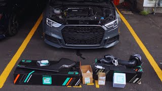 IE Carbon Fiber Cold Air Intake Gets Installed On Audi A3S3 [upl. by Atnes377]