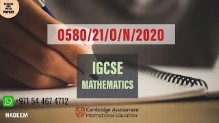 058021ON20  Worked Solutions  IGCSE Math Paper 2020 EXTENDED 058021OCTNOV2020 0580 [upl. by Guzel]