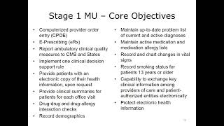 Configuring EHRs Lecture 7a Meaningful Use and Implementation [upl. by Liek]