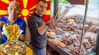 HUGE BALKAN FOOD TOUR in Skopje North Macedonia  MACEDONIAN Cevapi Burek amp Pljeskavica  Rakija [upl. by Aiasi252]