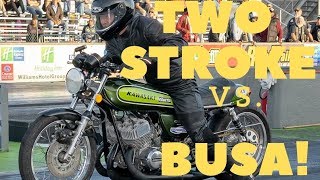 Most Amazing Kawasaki H1 500 Two Stroke Challenges Hayabusa [upl. by Ahar]