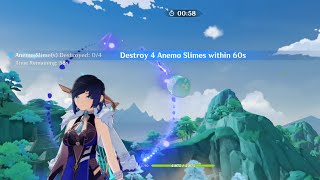 Genshin Impact 44  Destroy 4 Anemo Slimes within 60 Second Time Trial Challenge Chenyu Vale [upl. by Lingwood]