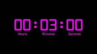 3 Minutes Countdown Timer with Alarm amp Time Markers  Chapters  Retro Digital  Pink  180 Seconds [upl. by Ahsyak]