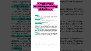 Donne A ValedictionForbidding Mourning Instant Essay for Exam Success ARsummaryguidance viral [upl. by Siver]