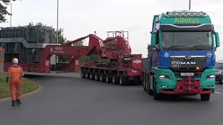 Super sized transport takes over roundabout as police escort 201 tonne Transformer MAN TGX  Allelys [upl. by Eldwen85]